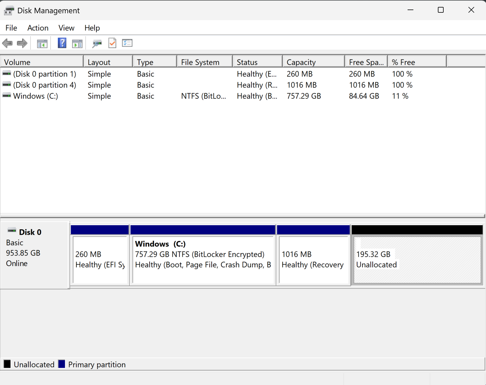 Unallocated Space image